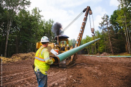 Precision Pipeline Side Boom Bulldozer And Workers 